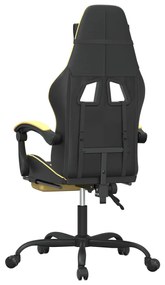 vidaXL Καρέκλα Gaming Μασάζ Υποπόδιο Μαύρο/Χρυσό από Συνθετικό Δέρμα