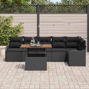 vidaXL Σετ Καναπέ Κήπου με μαξιλάρι 7 pcs Μαύρο