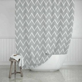 Κουρτίνα Μπάνιου Waves 02-11352 180x200cm Grey-White Estia 180Πx200Υ Πολυέστερ