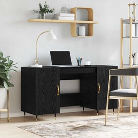 vidaXL Γραφείο με ράφι Μαύρη δρυς 140 x 50 x 75 εκ. Επεξεργασμένο ξύλο