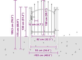vidaXL Πύλη Κήπου WOERDEN 150 x 100 cm Ατσάλι Γκρι Κλειδώσιμο