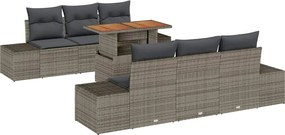 vidaXL Σετ Καναπέ Κήπου με αποθήκευση 7 pcs Γκρι Πολυ ράταν