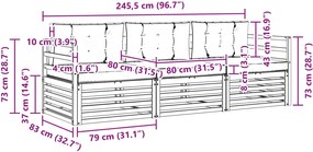 vidaXL Σειρά Καναπέ Εξωτερικού 3 pcs Άσπρο και Ανθρακί Πολυεστέρας