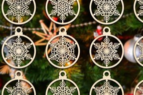 Σετ των 3 Intra απο ξύλο plywood 3mm-4mm πάχος Χριστουγεννιάτικο στολίδι Δίασταση 8x8 cm INTRAFABR-79666393