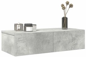 vidaXL Ράφι τοίχου με συρτάρια Γκρι μπετόν 60x26,5x15 cm Ξύλο μηχανής