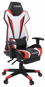 Καρέκλα gaming Mesa 501, Άσπρο, Κόκκινο, Μαύρο, 120x66x61cm, 23 kg, Με μπράτσα, Με ρόδες, Μηχανισμός καρέκλας: Κλίση | Epipla1.gr