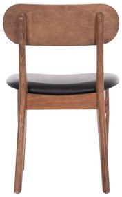 Καρέκλα Τραπεζαρίας SEKOR σε Καρυδί RUBBERWOOD - Μαύρο PU 51x48x79Υεκ. 2αδα 51x48x79 εκ.