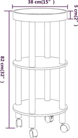vidaXL Τρόλεϊ 3 Επιπέδων Μαύρο 38 x 38 x 82 εκ. Επεξ. Ξύλο/Μασίφ Πεύκο