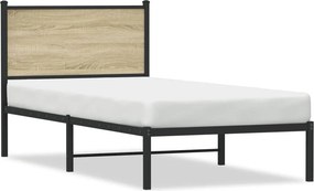 vidaXL Σκελετός Κρεβ. Χωρίς Στρώμα Sonoma Δρυς 90x190 εκ. Μεταλλικό