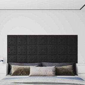 vidaXL Κεφαλάρι Τοίχου 12 pcs Μαύρο 30 x 30 cm Τεχνητό Δέρμα