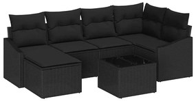 vidaXL Σέτ φαγητού για κήπο 7 pcs Μαύρο Πολυ rattan, βαμμένο ατσάλι
