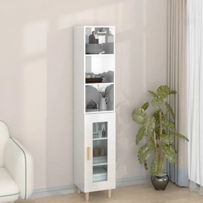vidaXL Ντουλάπι Γυαλ. Λευκό 34,5 x 34 x 180 εκ. από Επεξεργασμένο Ξύλο