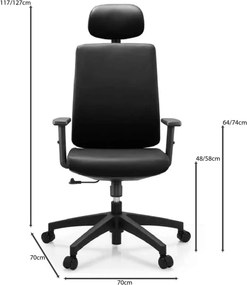BF8200 Πολυθρόνα Γραφείου Διευθυντή, Pu Μαύρο   1τμχ