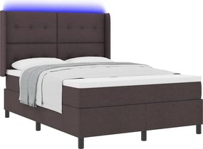 vidaXL LED Κρεβάτι με βάθρο Σκούρο Καφέ 160 x 200 cm ύφασμα