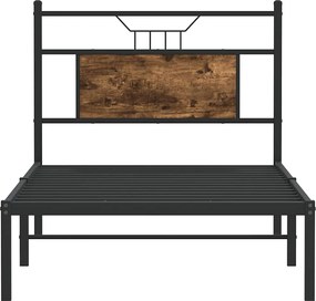 vidaXL Πλαίσιο Κρεβ. Χωρ. Στρώμα Καπνιστή Δρυς 90 x 190 εκ. Επεξ. Ξύλο