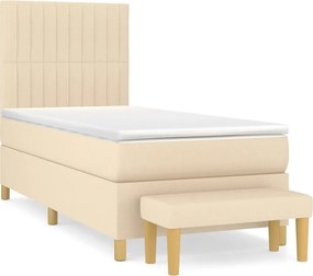 vidaXL Κρεβάτι Boxspring με Στρώμα Κρεμ 90x190 εκ.Υφασμάτινο