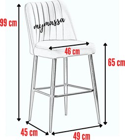 Σκαμπό Μπαρ 2τμχ Κεραμιδί / Μαύρο VENTO 49x45x99