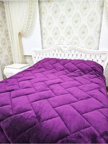 Πάπλωμα λουξ διπλό από ύφασμα 195x215 cm - Μωβ 195 x 215