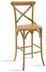 Σκαμπό μπαρ Reid pakoworld ξύλο sonoma-έδρα καφέ rattan Model: 102-000005