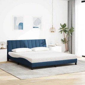vidaXL Κρεβάτι με Στρώμα Hanko Μπλε 180x200 εκ. Υφασμάτινο