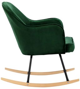 vidaXL Κουνιστή Πολυθρόνα Σκούρο Πράσινο Βελούδινη