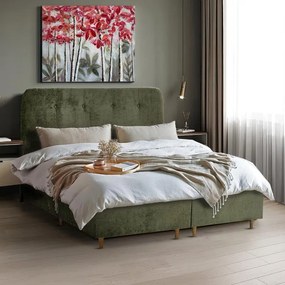 Επενδυμένο Κρεβάτι New Amsterdam Fylliana Λαδί Διπλό 160x200 εκ. 160x208x124 εκ.