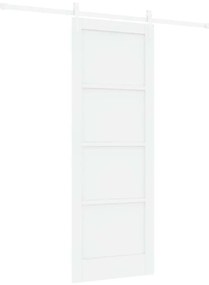 vidaXL Συρόμενη Πόρτα Λευκό 78 x 211 εκ Μασίφ ξύλο πεύκου και χάλυβας