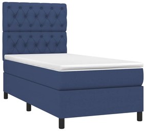 vidaXL Κρεβάτι Boxspring με Στρώμα & LED Μπλε 80x200 εκ. Υφασμάτινο