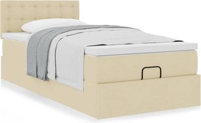 vidaXL Οθωμανικό κρεβάτι με στρώμα Cream 100x200cm ύφασμα