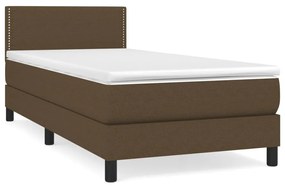 Κρεβάτι Boxspring με Στρώμα Σκούρο Καφέ 90x200 εκ. Υφασμάτινο - Καφέ