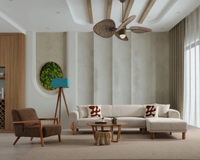 Corner Sofa-Bed Lyke Right - Cream Cream