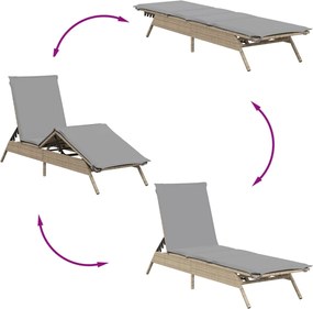 vidaXL Ξαπλώστρα Μπεζ από Συνθετικό Ρατάν με Μαξιλάρια