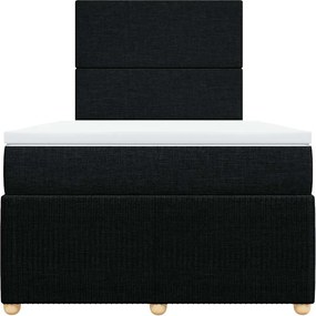vidaXL Κρεβάτι Boxspring με Στρώμα Μαύρο 120x190 εκ. Υφασμάτινο