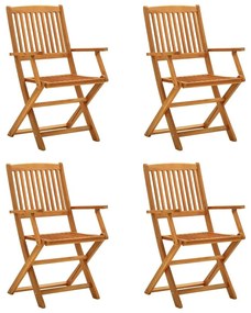 Καρέκλες Εξωτ. Χώρου Πτυσσόμενες 4 τεμ. Μασίφ Ξύλο Ευκαλύπτου - Καφέ