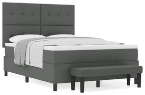 vidaXL Κρεβάτι Box Spring με Στρώμα & Πάγκο Σκούρο Γκρι 160x200 εκ. Υφασμάτινο