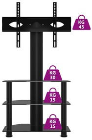 vidaXL Βάση Τηλεόρασης Γωνιακή 3 Επιπέδων για 32-70 Ιντσών Μαύρη