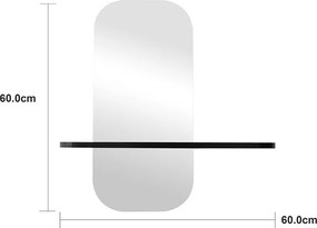 Καθρέπτης Lunaria pakoworld μαύρο MDF 60x11.5x60εκ