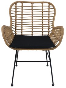 Καρέκλα Κήπου ABUDIUS Φυσικό/Μαύρο Μέταλλο/Rattan 60x60x85cm - 14510016 - 14510016