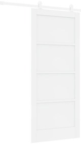 vidaXL Συρόμενη Πόρτα με Σετ Εξαρτημάτων Λευκό 86x198.5 εκ. Μασίφ Ξύλο Πεύκου