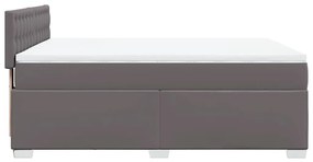 vidaXL Κρεβάτι Boxspring με Στρώμα Γκρι 140x190εκ. από Συνθετικό Δέρμα
