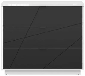 Σιφονιέρα Boston CE118, Μαύρο ματ, Γυαλιστερό λευκό, Με συρτάρια, Αριθμός συρταριών: 3, 93x106x43cm | Epipla1.gr