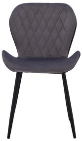 Καρέκλα ADALYN C8729.01 με PU Μαύρο kai Βελούδο Γκρί 51x58x82Υ εκ. 2αδα 51x58x82 εκ.