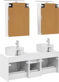vidaXL Σετ Επίπλων Μπάνιου 5 pcs Λευκό Επεξεργασμένο Ξύλο και Γυαλί