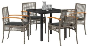 vidaXL Σέτ φαγητού για κήπο 5 pcs Γκρι συνθετικό ρατάν