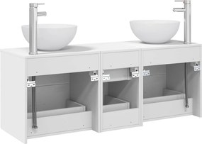 vidaXL Σετ Ντουλαπιών Μπάνιου 3 τμχ. Λευκό 129 x 41 x 80 cm