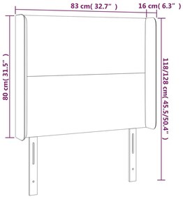 Κεφαλάρι Κρεβατιού LED Μαύρο 83x16x118/128εκ. Συνθετ. Δέρμα - Μαύρο
