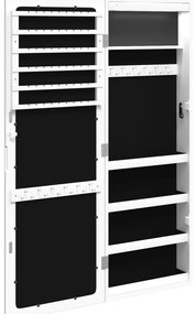 vidaXL Έπιπλο Κοσμημάτων με Καθρέφτη/LED Φώτα Επιτοίχιο Λευκό