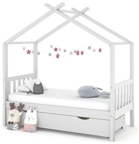 Πλαίσιο Παιδικού Κρεβατιού+Συρτάρι Λευκό 80x160 εκ. Ξύλο Πεύκου - Λευκό
