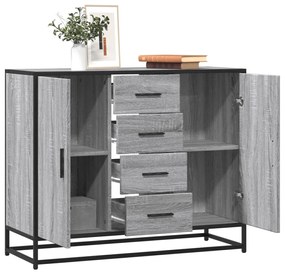 vidaXL Sideboard Γκρι Sonoma 92x35x76 cm Ξύλινο μηχανουργικό ξύλο