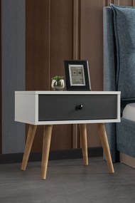 Κομοδίνο Λευκό / Ανθρακί RODRA 55x55x30